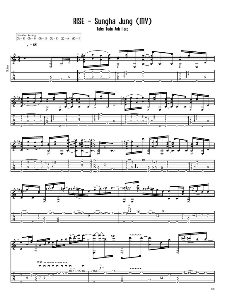 RISE Guitar Tab by Sungha Jung | PDF | Guitar Family Instruments ...