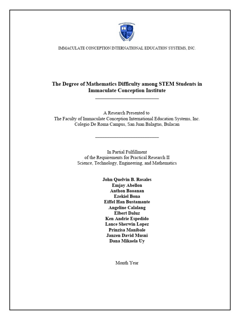 Research the degree of mathematics difficulty among stem students