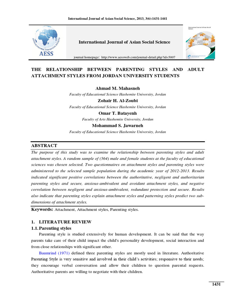 Ijass 3 (6), 1431-1441 | PDF | Attachment Theory | Parenting