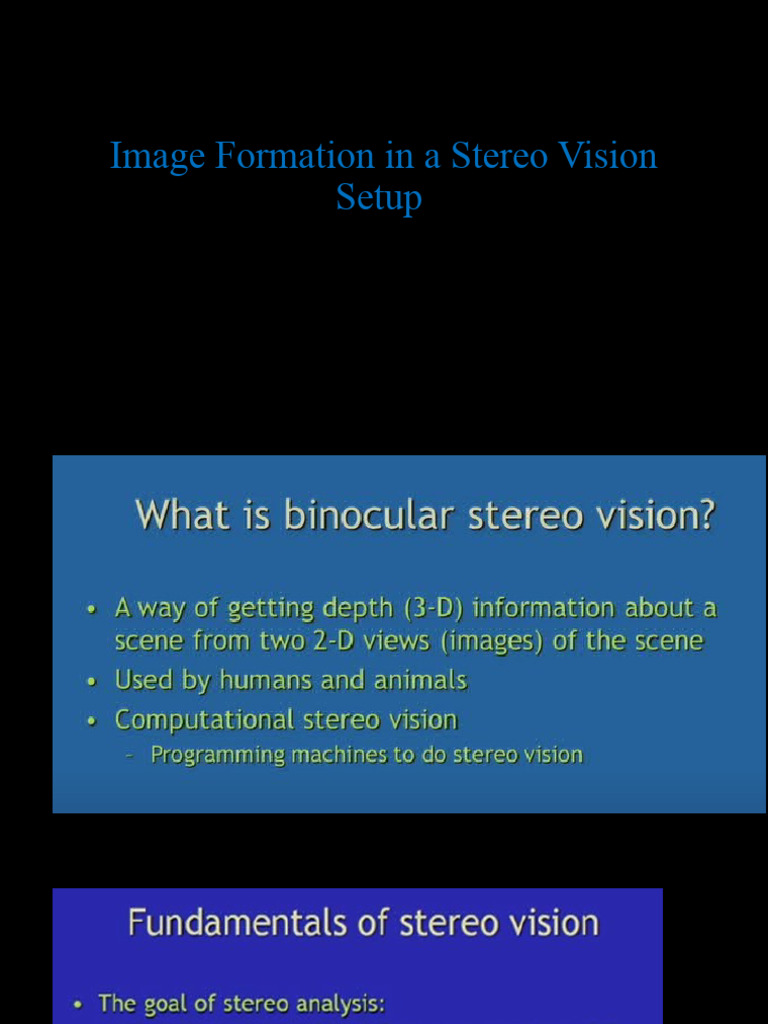 Stereo Vision Image Formation Techniques | PDF
