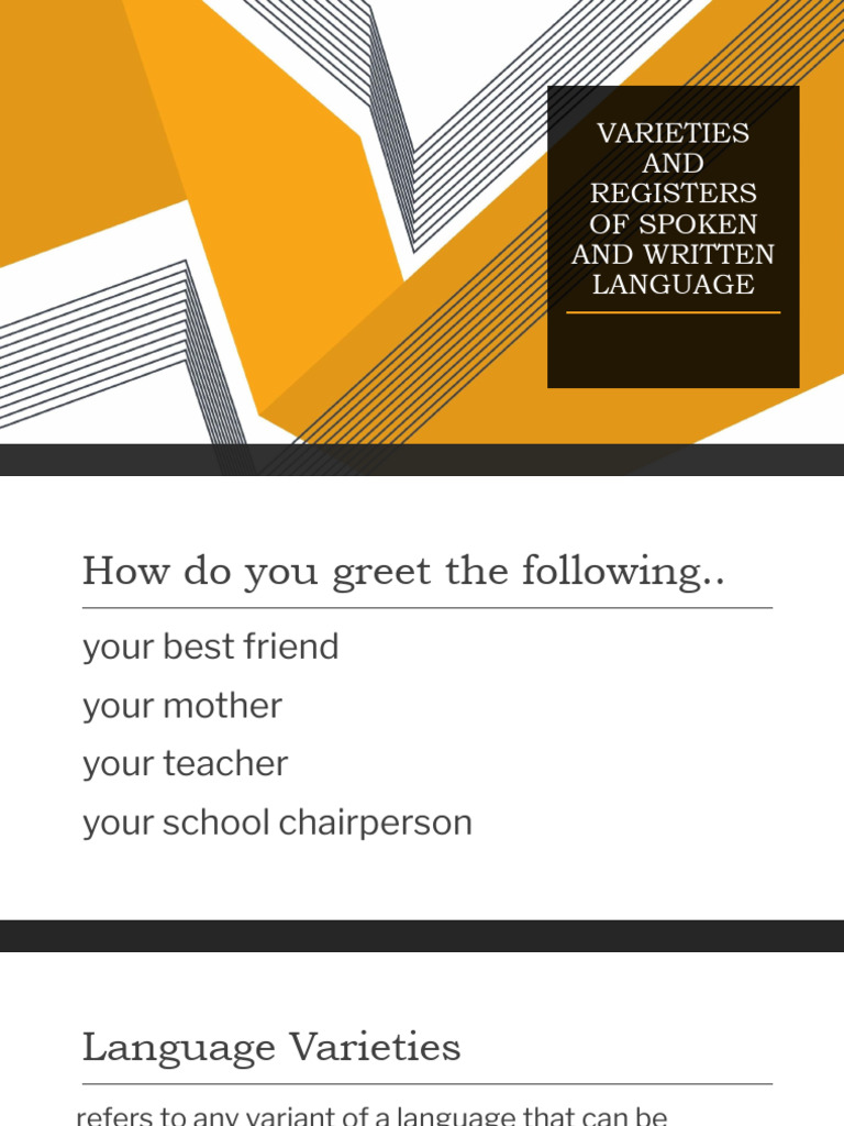 Varieties and Registers of Spoken and Written Language | PDF | Language ...