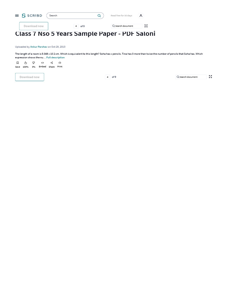 Class 7 NSO Sample Paper Answers | PDF