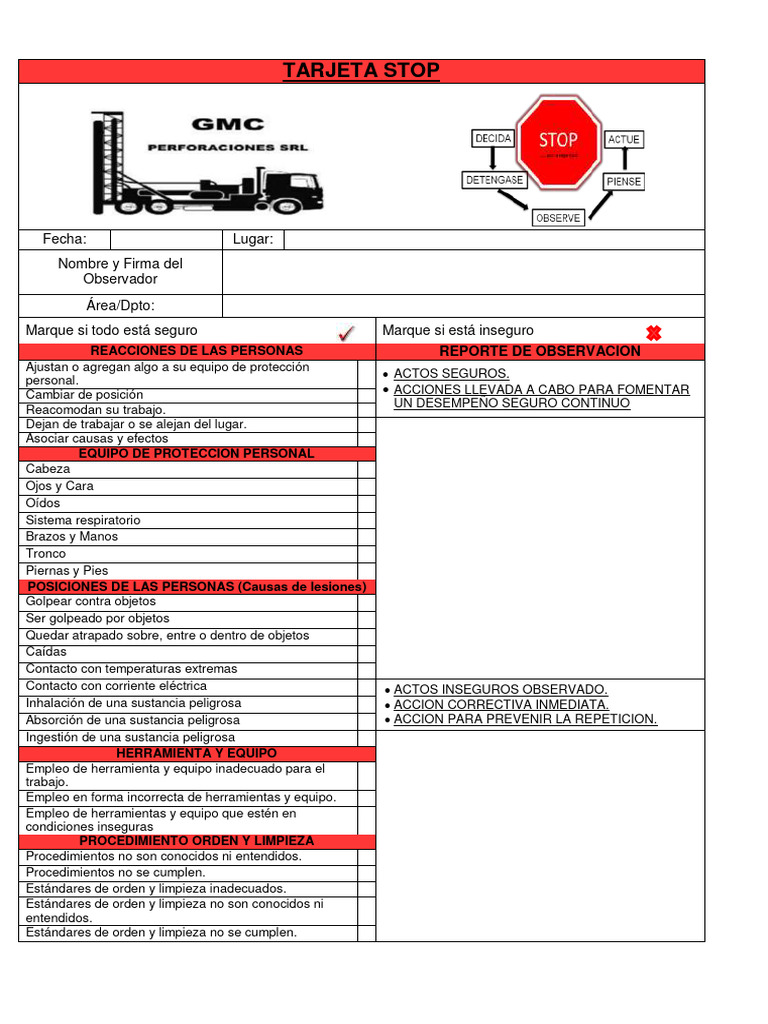 Tarjeta Stop de Seguridad Industrial | PDF