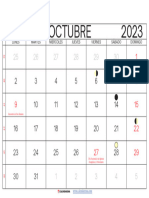 Calendario Mes de Octubre 2023 Chile