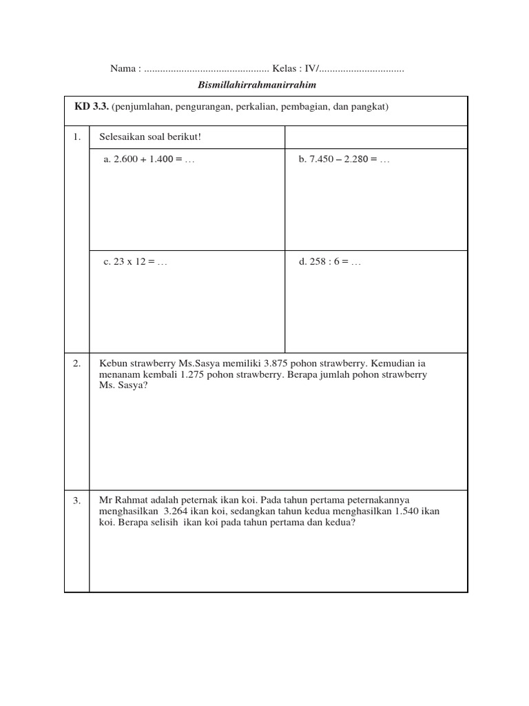 Soal Latihan Math (Bilangan, Kelipatan, Faktor) | PDF | Olahraga ...