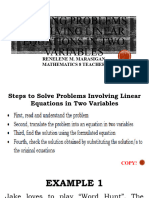 Solving Problems Involving Linear Equations in Two Variables