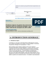 Problèmes Majeurs de Gestion Des Ressources Humaines Dans Une Entreprise Publique