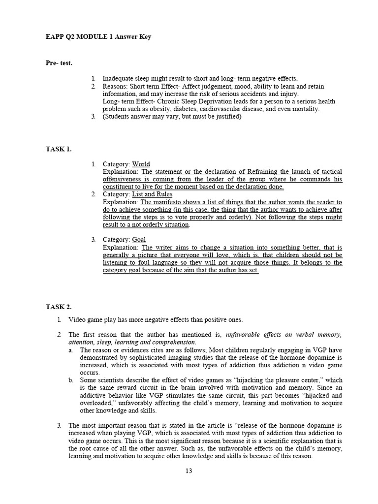 Eapp q2 Module 1 Answer Key | PDF | Reward System | Motivational