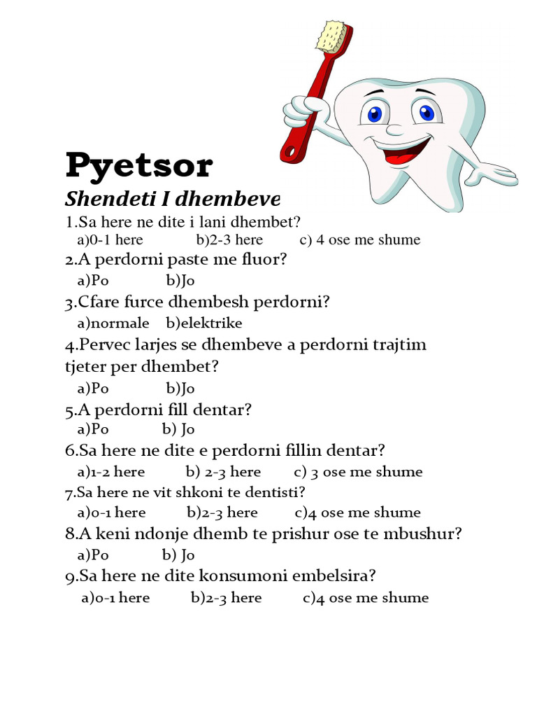 Pyetsor: Shendeti I Dhembeve | PDF