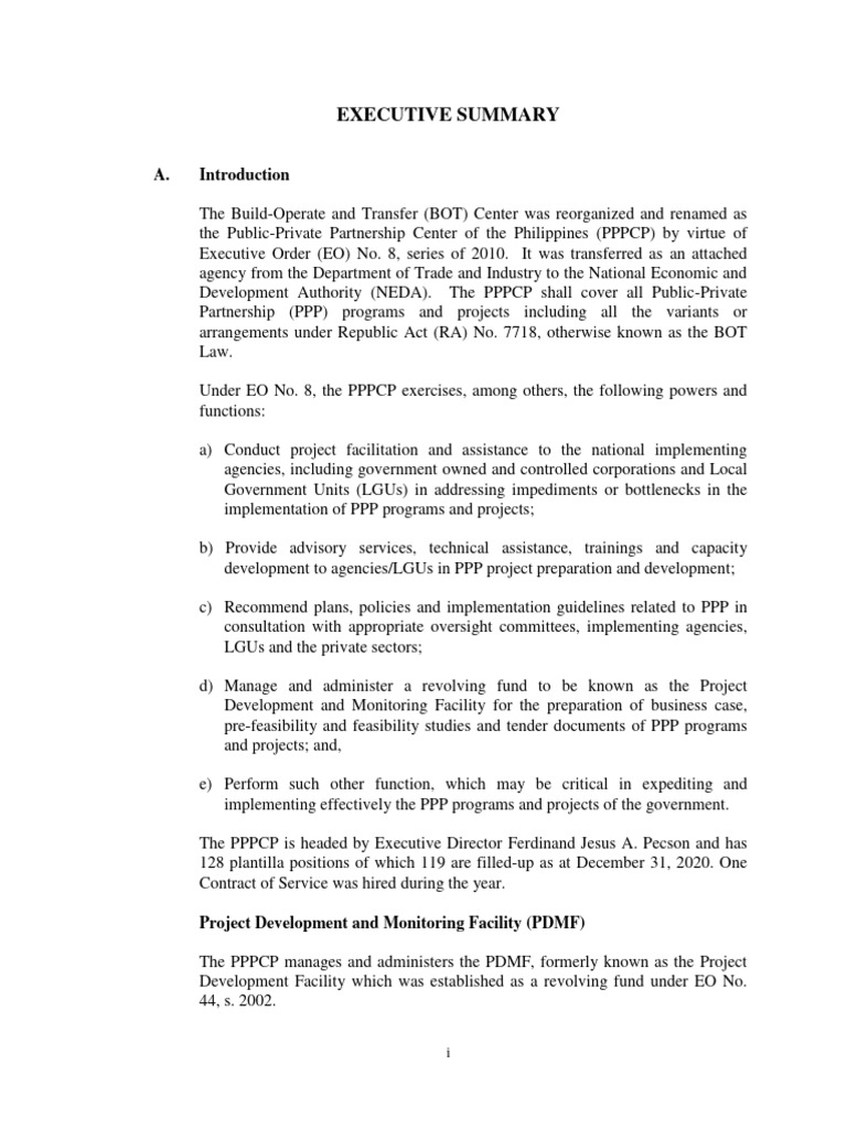 public-private-partnership-center-of-the-philippines-executive-summary