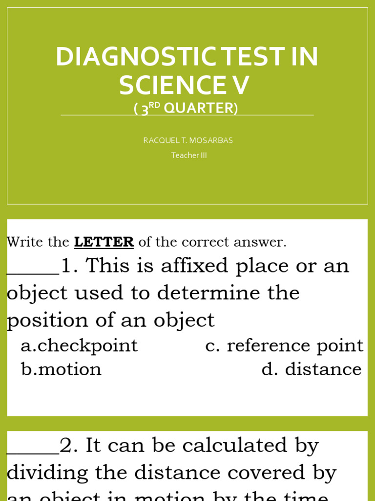 Diagnostic Test in Science V | PDF | Series And Parallel Circuits | Light