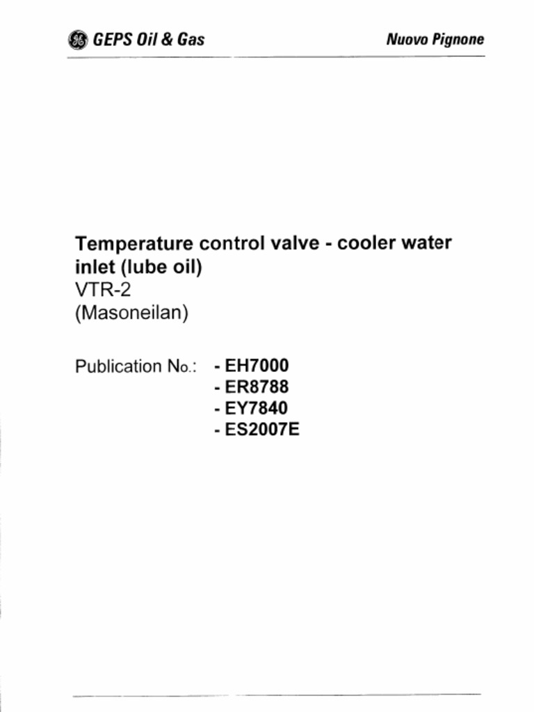 VTR2 Valve Data Sheet PDF