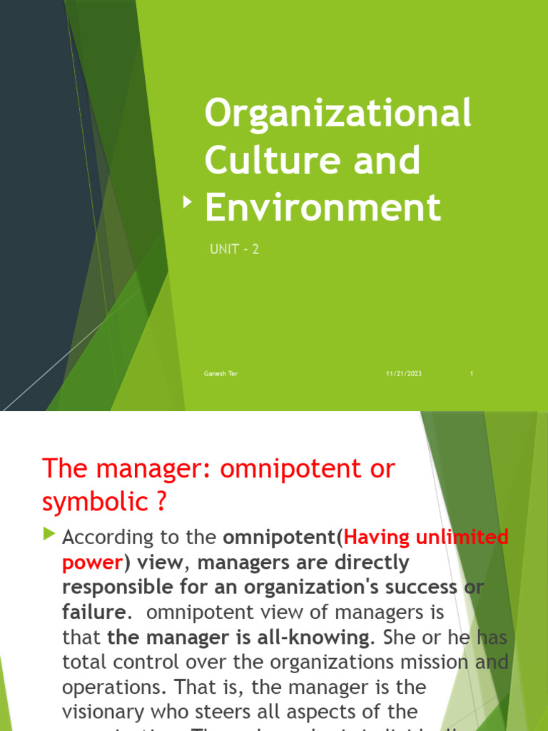 Understanding Organizational Culture & Environment | PDF | Economics ...
