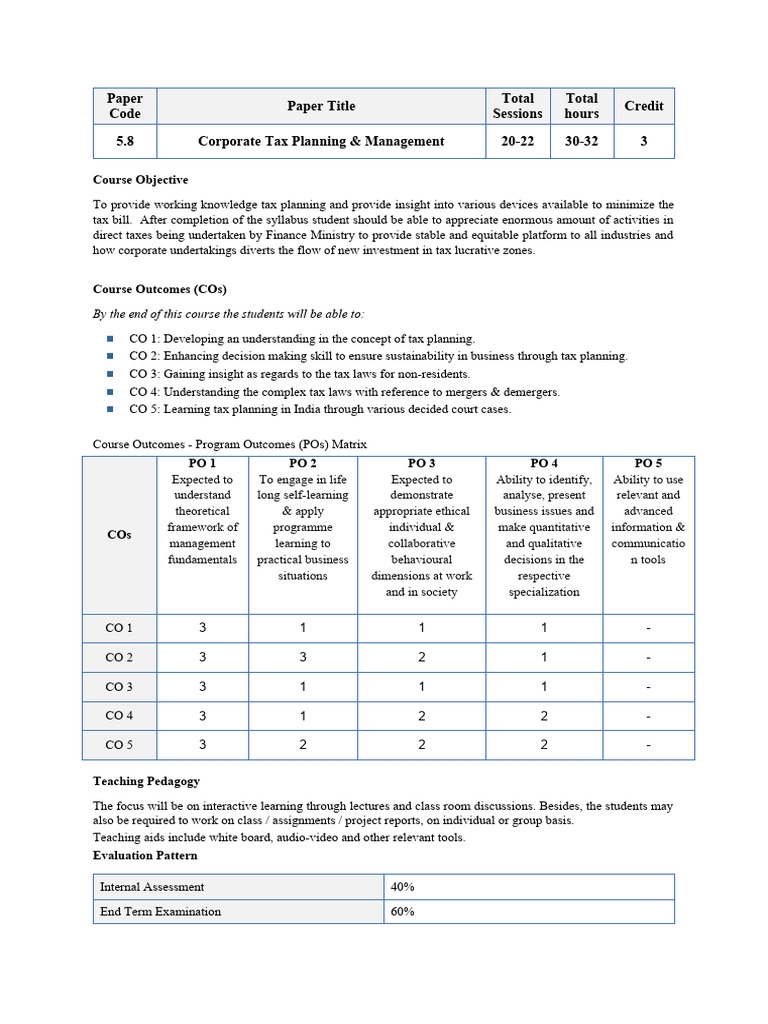 Corporate Tax Planning Management | PDF | Taxes | Tax Avoidance