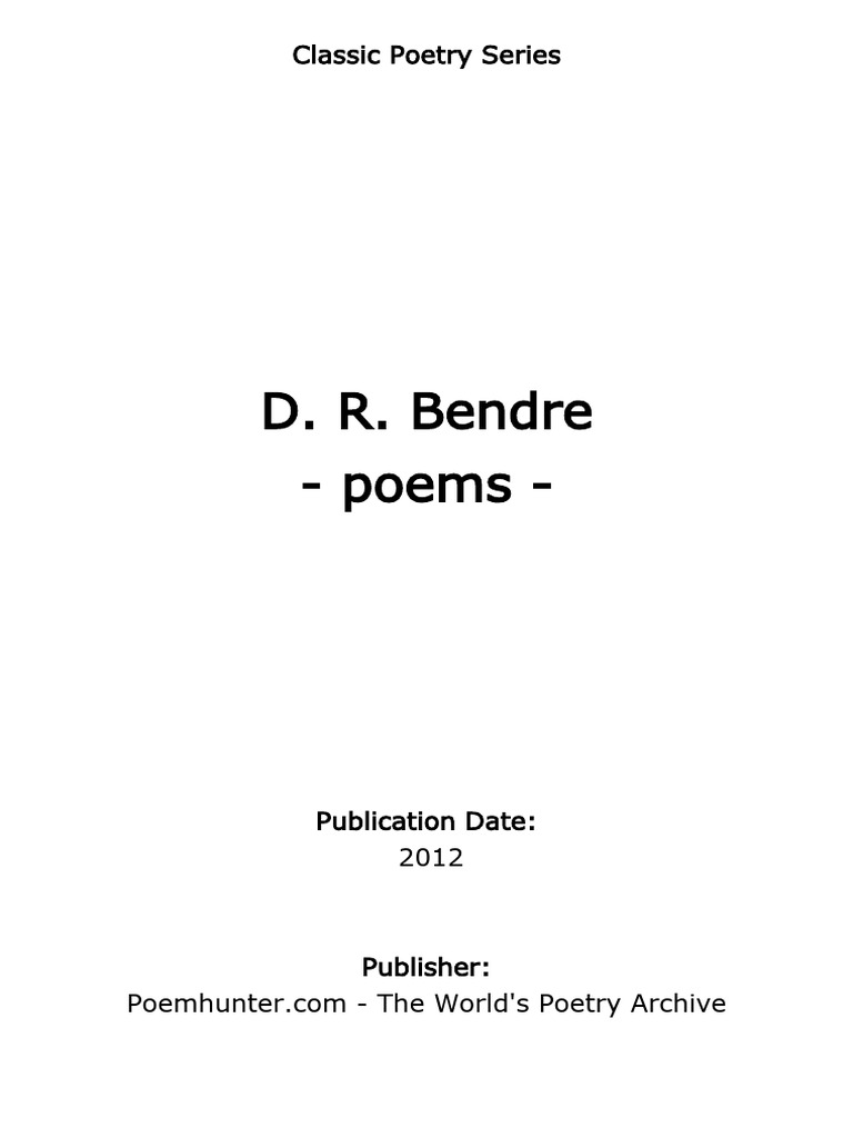 D. R. Bendre: Life and Poetry | PDF | Poetry