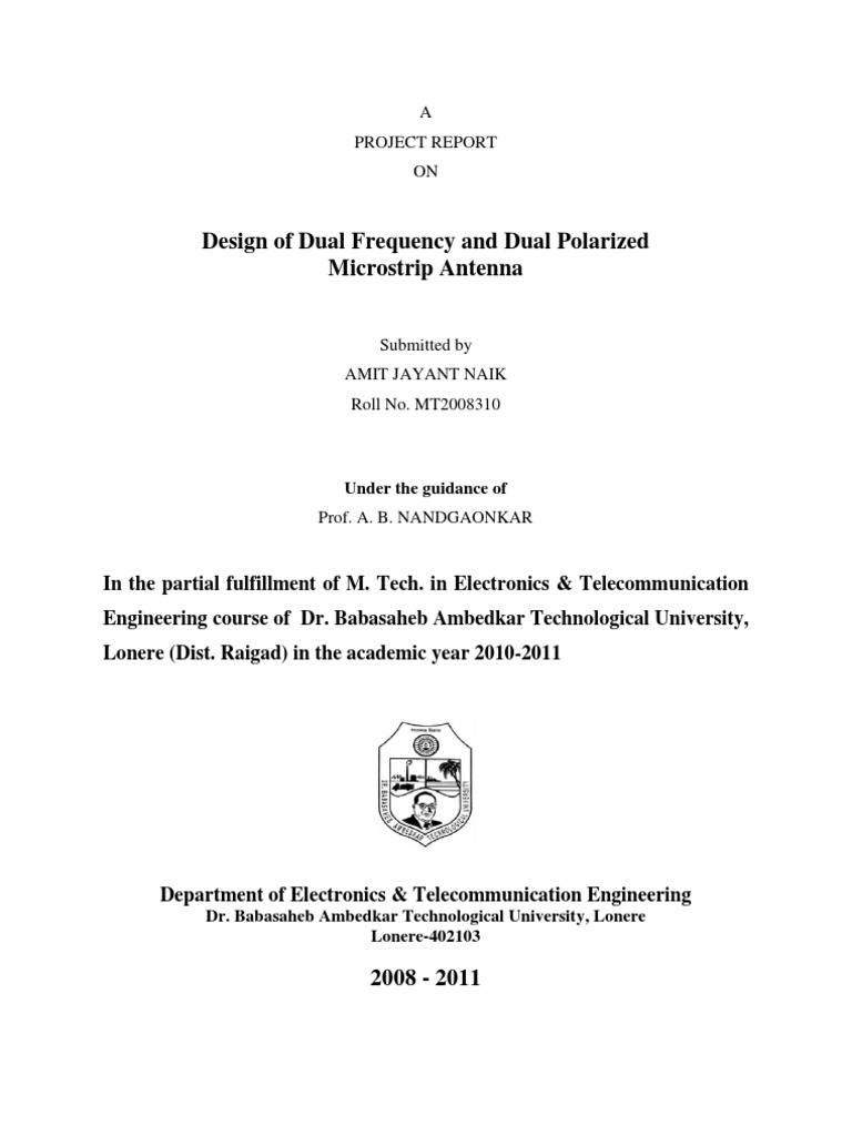Dual Frequency Microstrip Antenna Design | PDF | Antenna (Radio ...