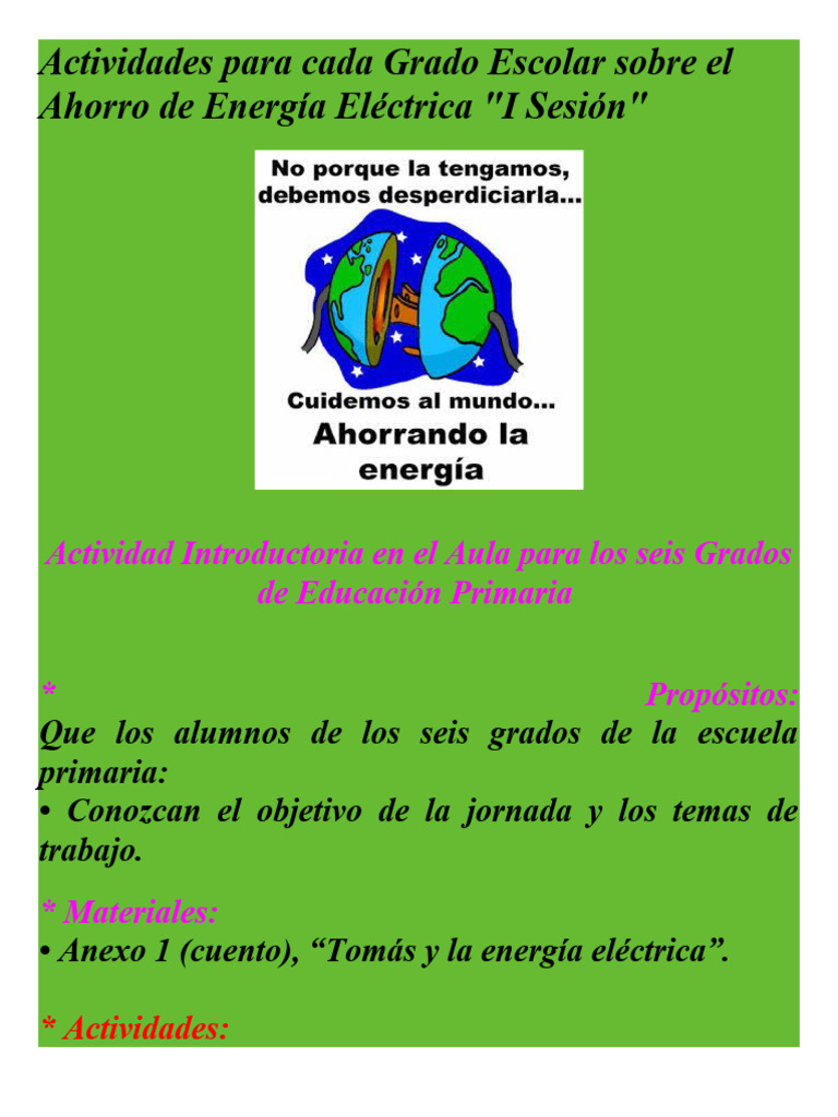 Ahorro de Energía Eléctrica | PDF | Papel | Educación primaria