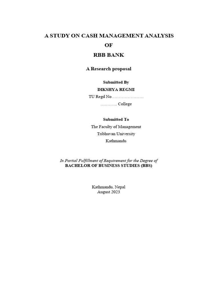 Cash Management Proposal for RBB Bank | PDF | Risk Management | Cash