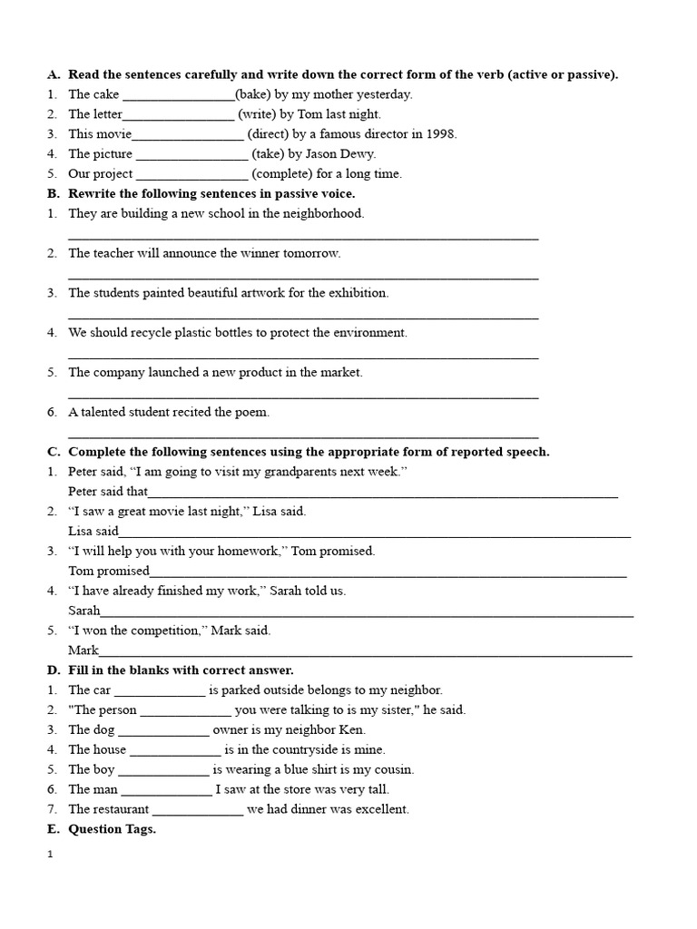 Verb Forms and Sentence Structure Exercises | PDF | Home & Garden
