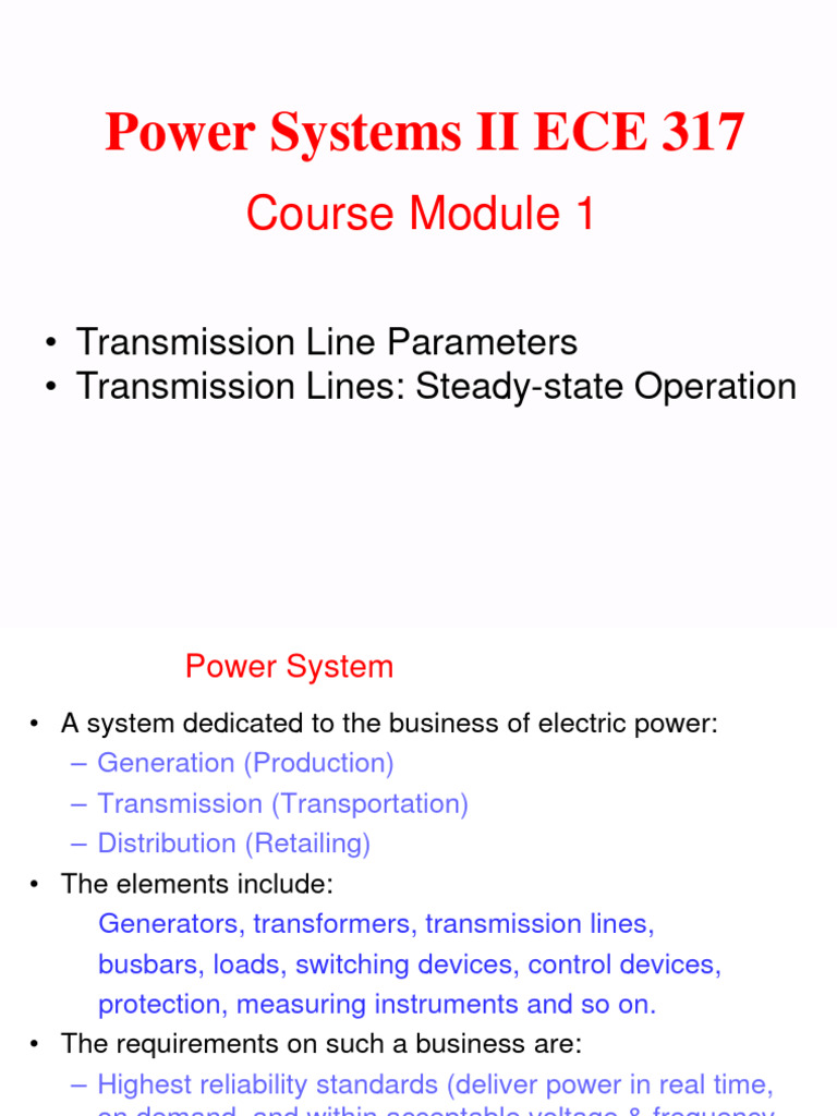 Module 1 Transmission Line Parameters PDF Electric Power