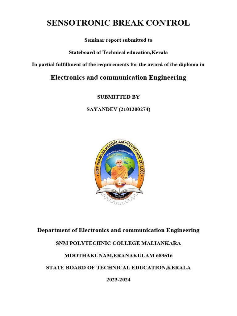 SensotronicBrakeControlSBC SAYANDEV PDF Brake Anti Lock