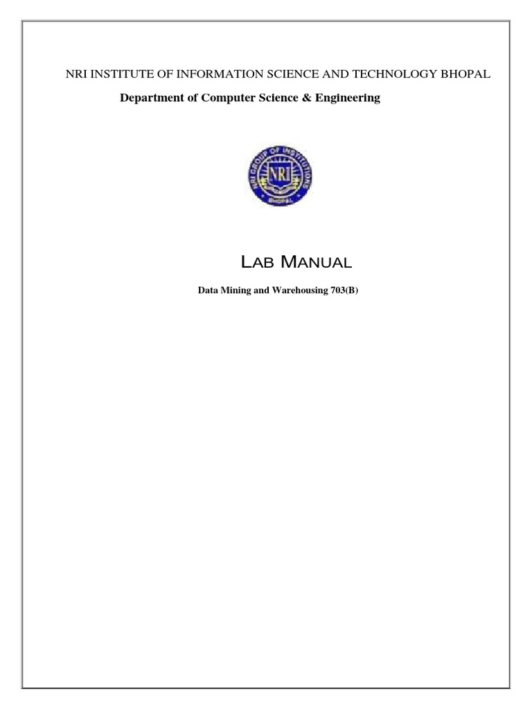 Data Mining Lab Manual PDF Cluster Analysis Cross Validation