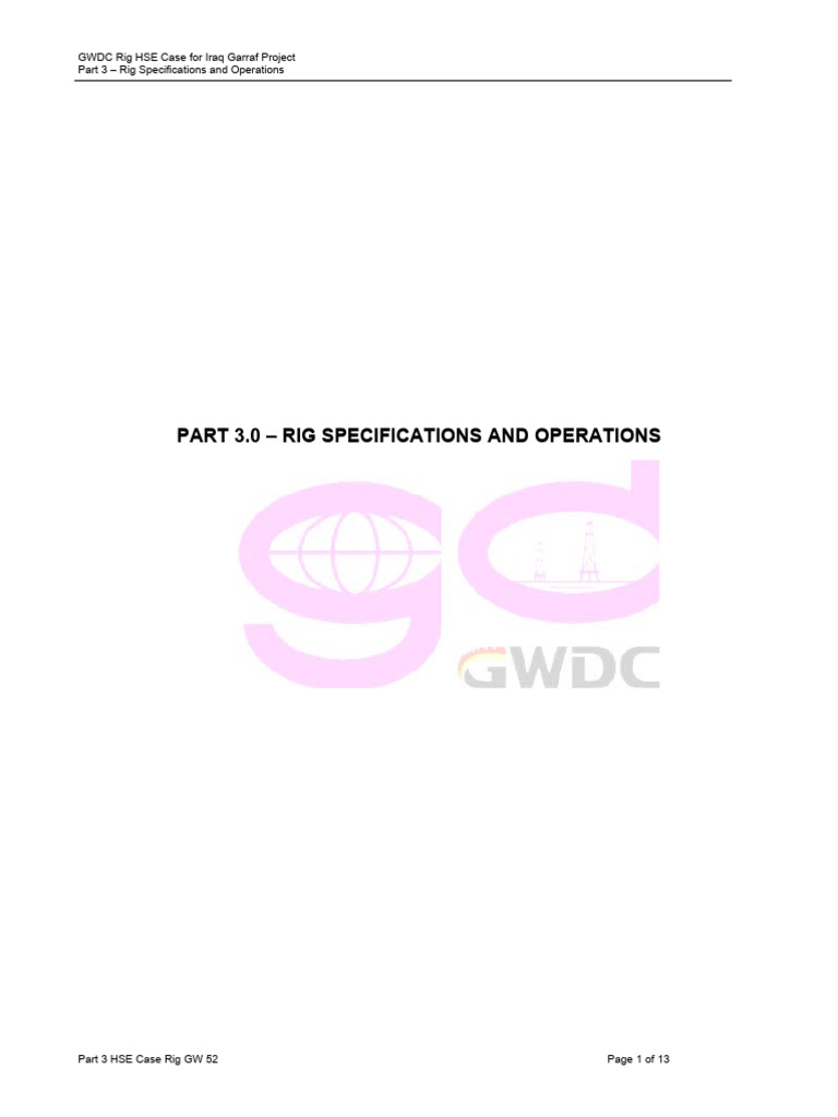 Iraq Garraf Project Rig Operations Overview | PDF | Drilling Rig ...