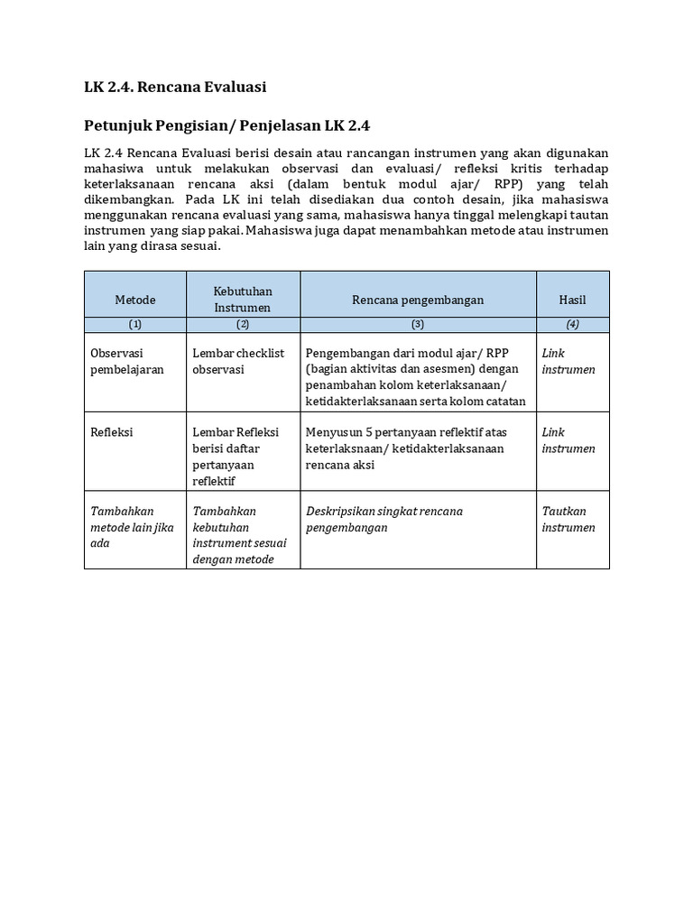 Rencana Evaluasi Pembelajaran Rida | PDF | Karier & Perkembangan