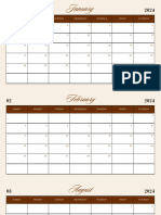 Beige Simple Minimalist 2024 Monthly Planner Calendar