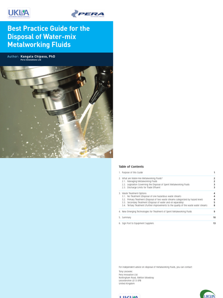 UKLA PERA Best Practice Guide For The Disposal of Water Mix