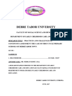 Debre Tabor University: Faculty of Social Science and Humanity Department of Early Childhood Care and Education