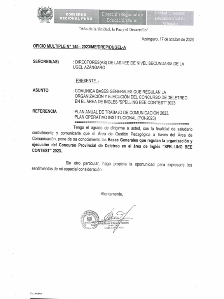 Oficio y Bases Del Conc. Inglés PDF Desarrollo humano