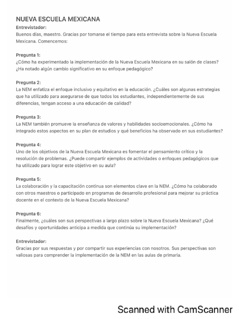 Nueva Escuela Mexicana Pdf