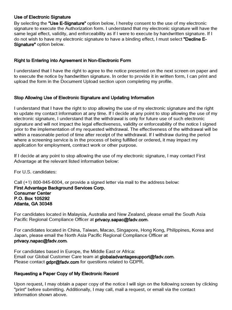 ESignature Consent Form Jkfdfidfjnkdflij PDF