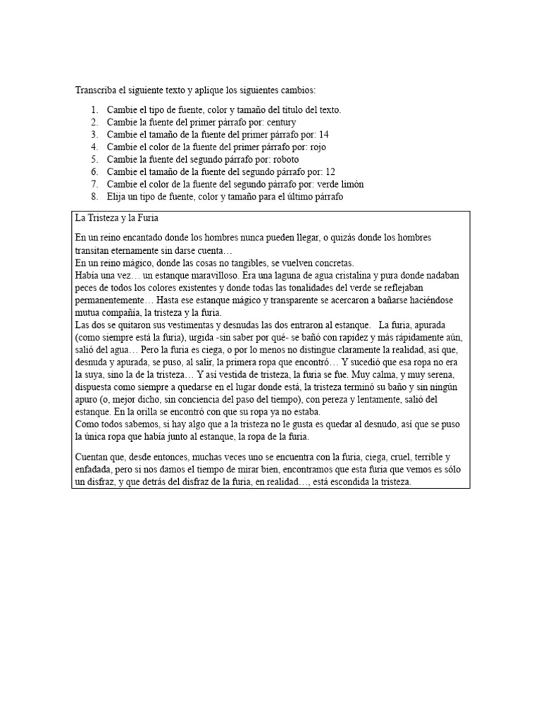 Texto La Tristeza y La Furia