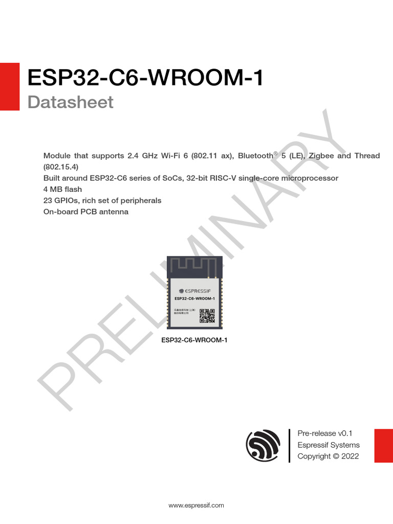 ESP32-C6-WROOM-1-N8 Espressif Systems | Mouser