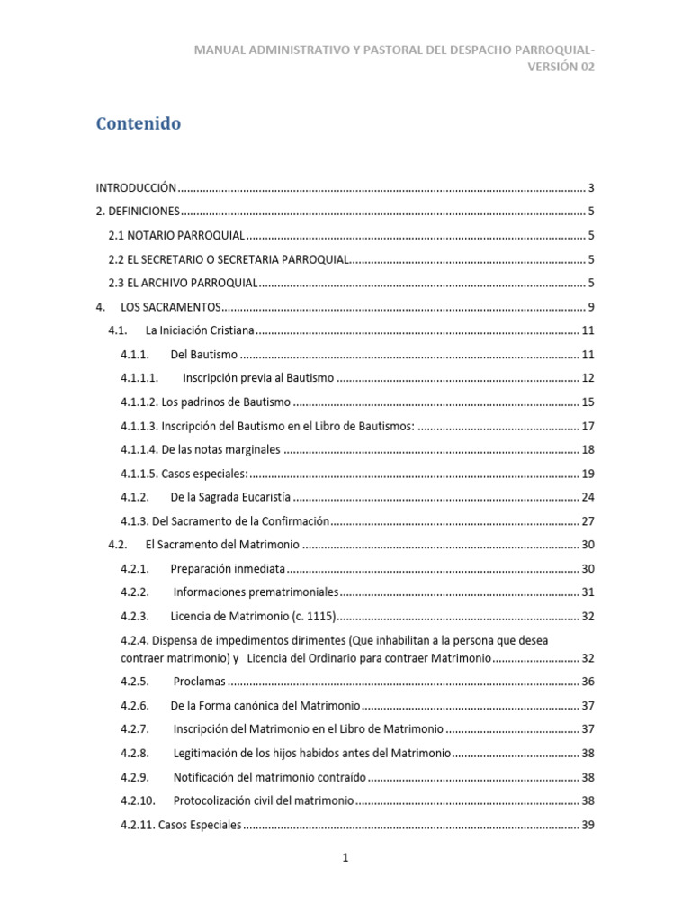 V2 Manual Administrativo y Pastoral de Despacho Parroquial VF | PDF ...