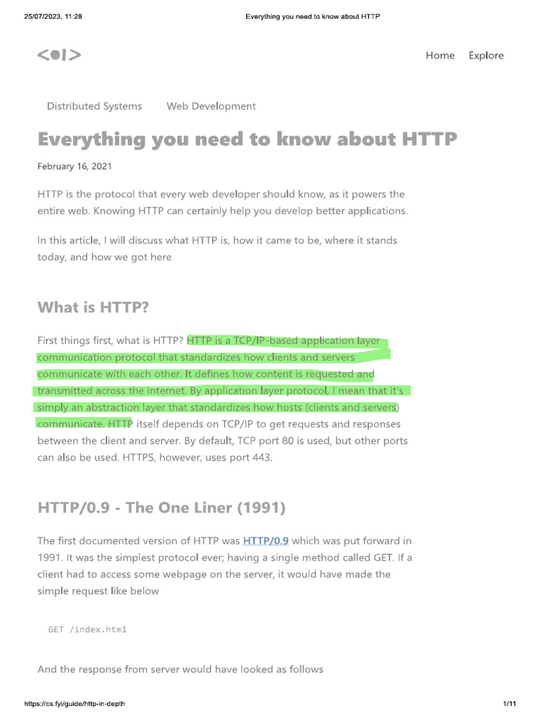 Everything You Need To Know About HTTP - (Cs - Fyi) | PDF