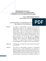 Problematologia - de La Filosofie La Literatură. O Perspectivă Interdisciplinară