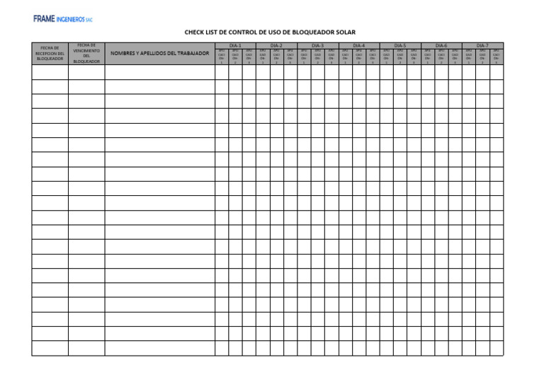 Check List de Control de Uso de Bloqueador 1 | PDF