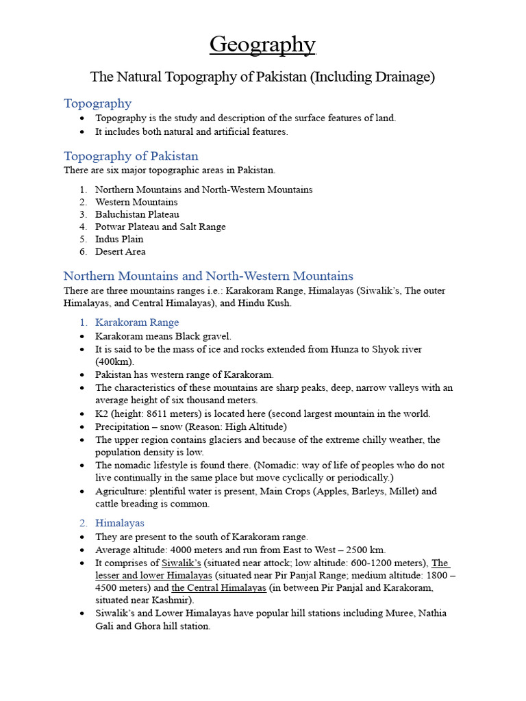 The Natural Topography Of Pakistan Download Free Pdf Himalayas