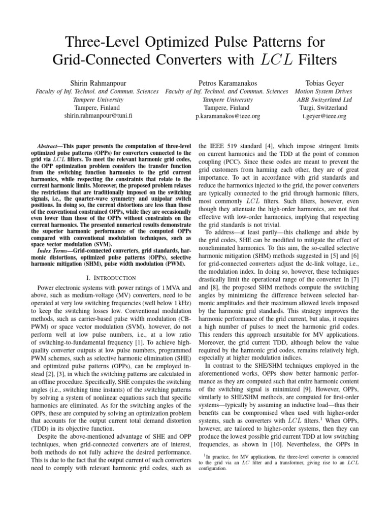 Optimized Pulse Patterns for LCL Converters | PDF | Mathematical ...
