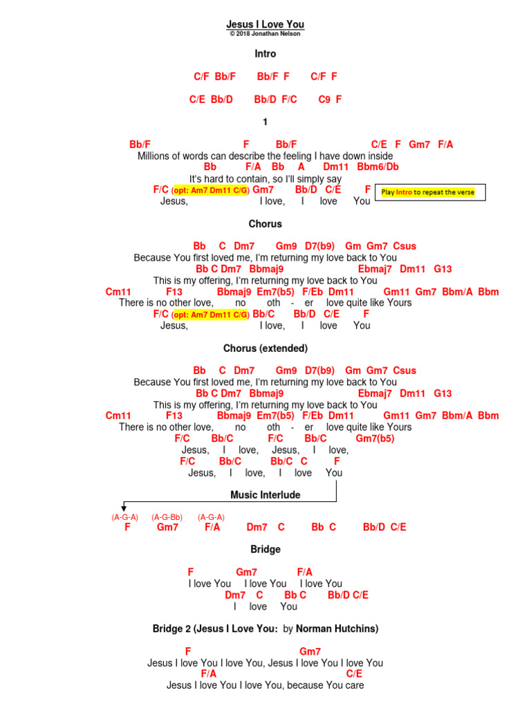 Chords Jesus I Love You Medley F Pdf