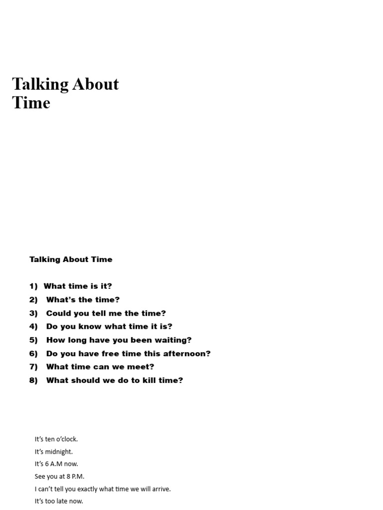 Time | PDF | Travel | Foreign Language Studies