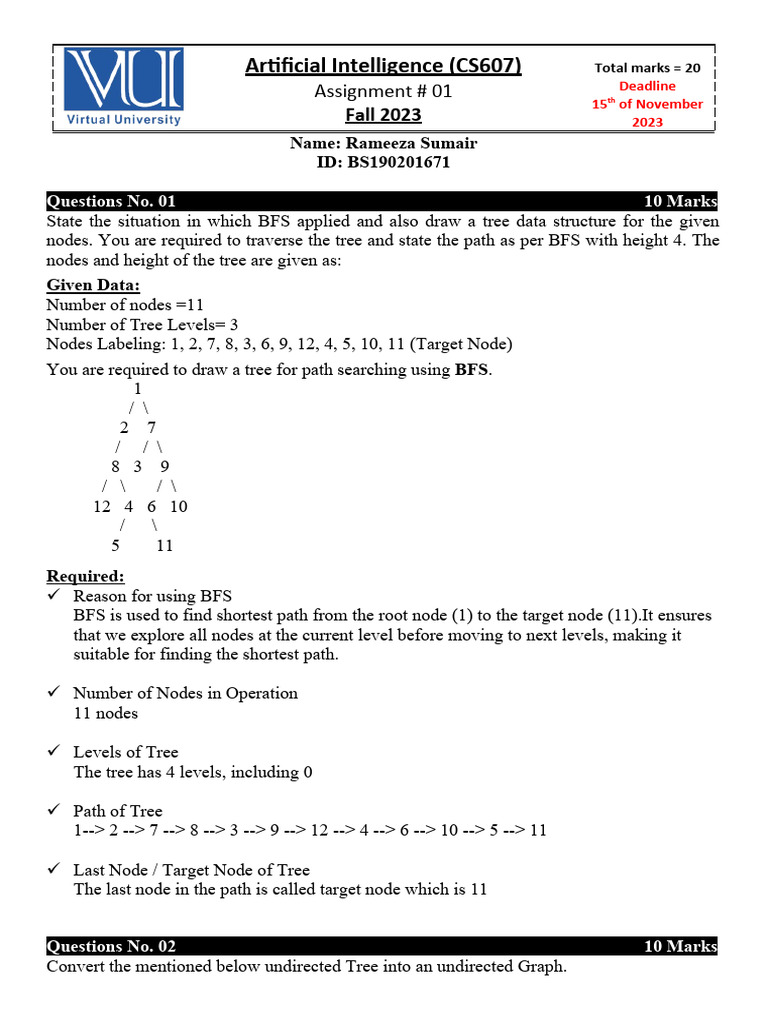 AI Assignment: BFS & Graph Conversion | PDF