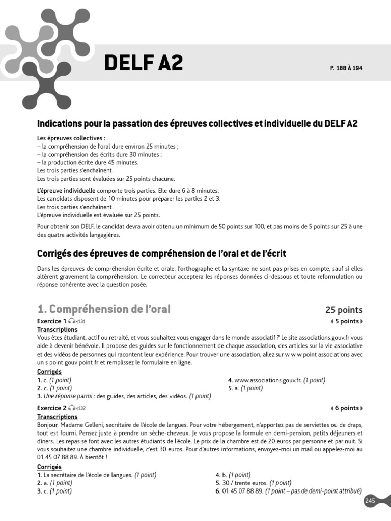 Épreuves DELF A2 : Guide et Corrigés | PDF | Linguistique ...