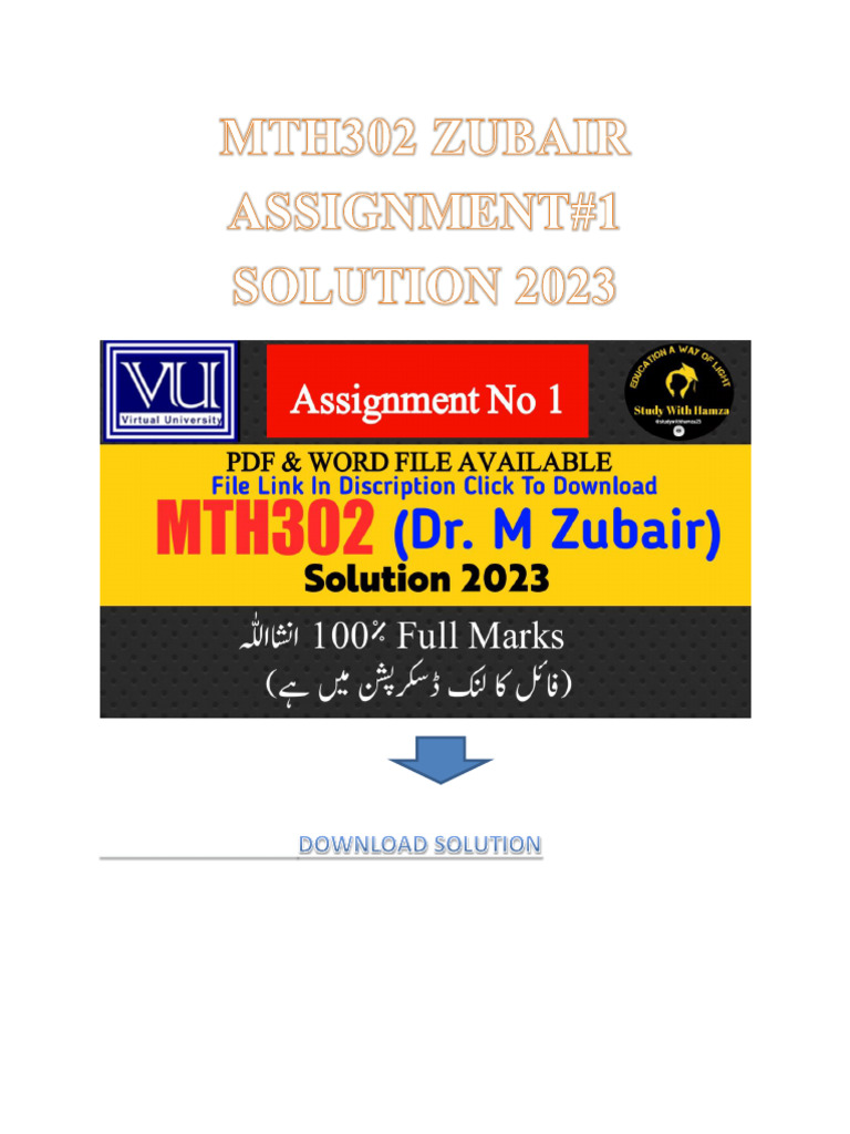 mth302 assignment solution 2023 pdf