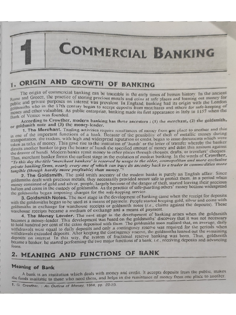 Commercial Banks Origin, Meaning, Functions PDF