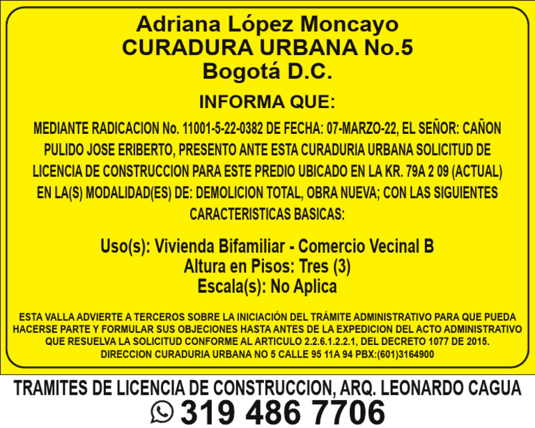 Valla Informativa Curaduria 5 Jose Cañon | PDF