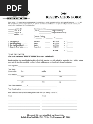 Blank Reservation Form